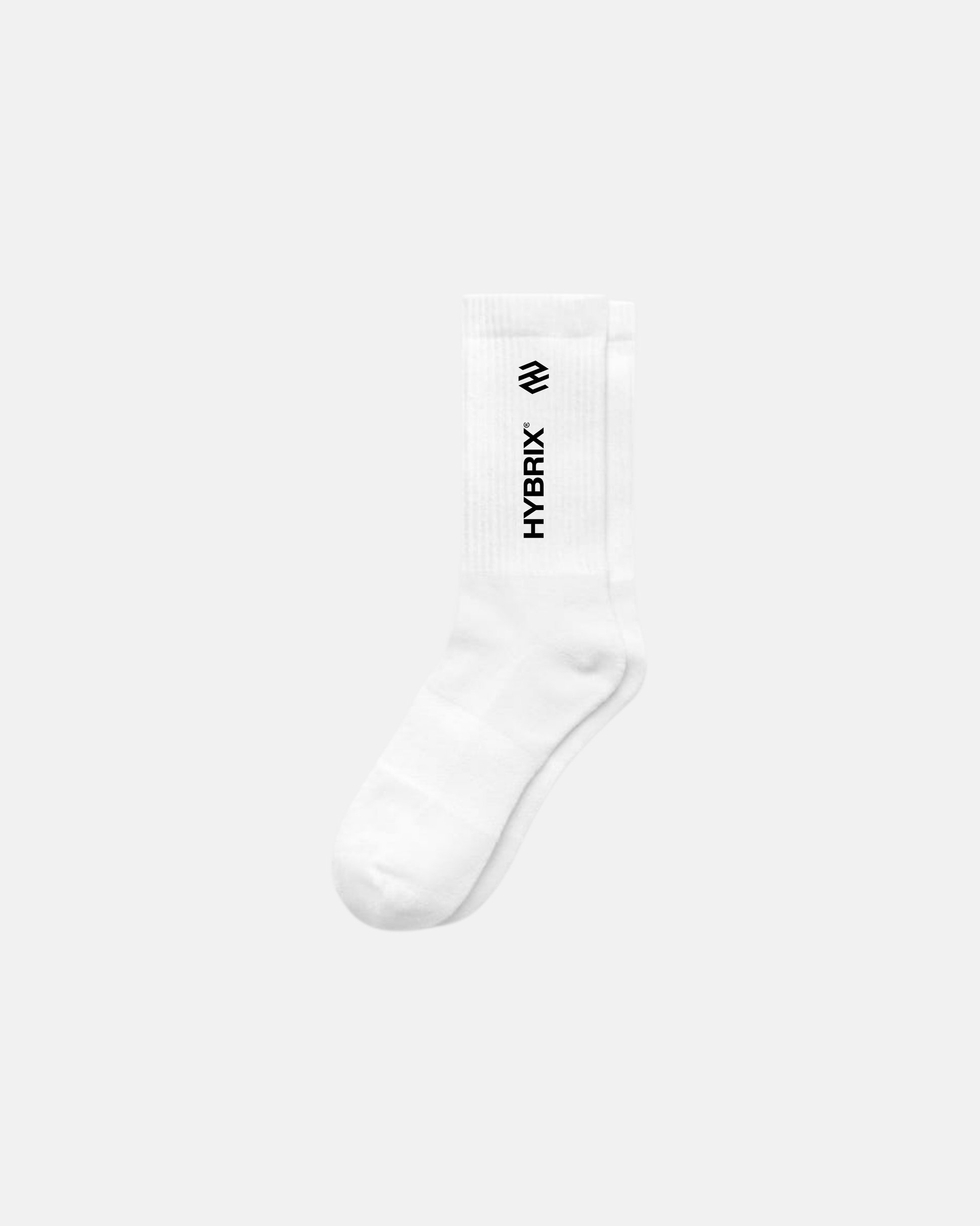 HYBRIX Crew Socken – Weiß/Schwarz