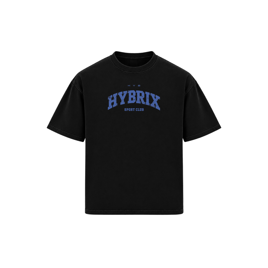 HYBRIX SPORT CLUB Oversized T-Shirt — Black/Blue