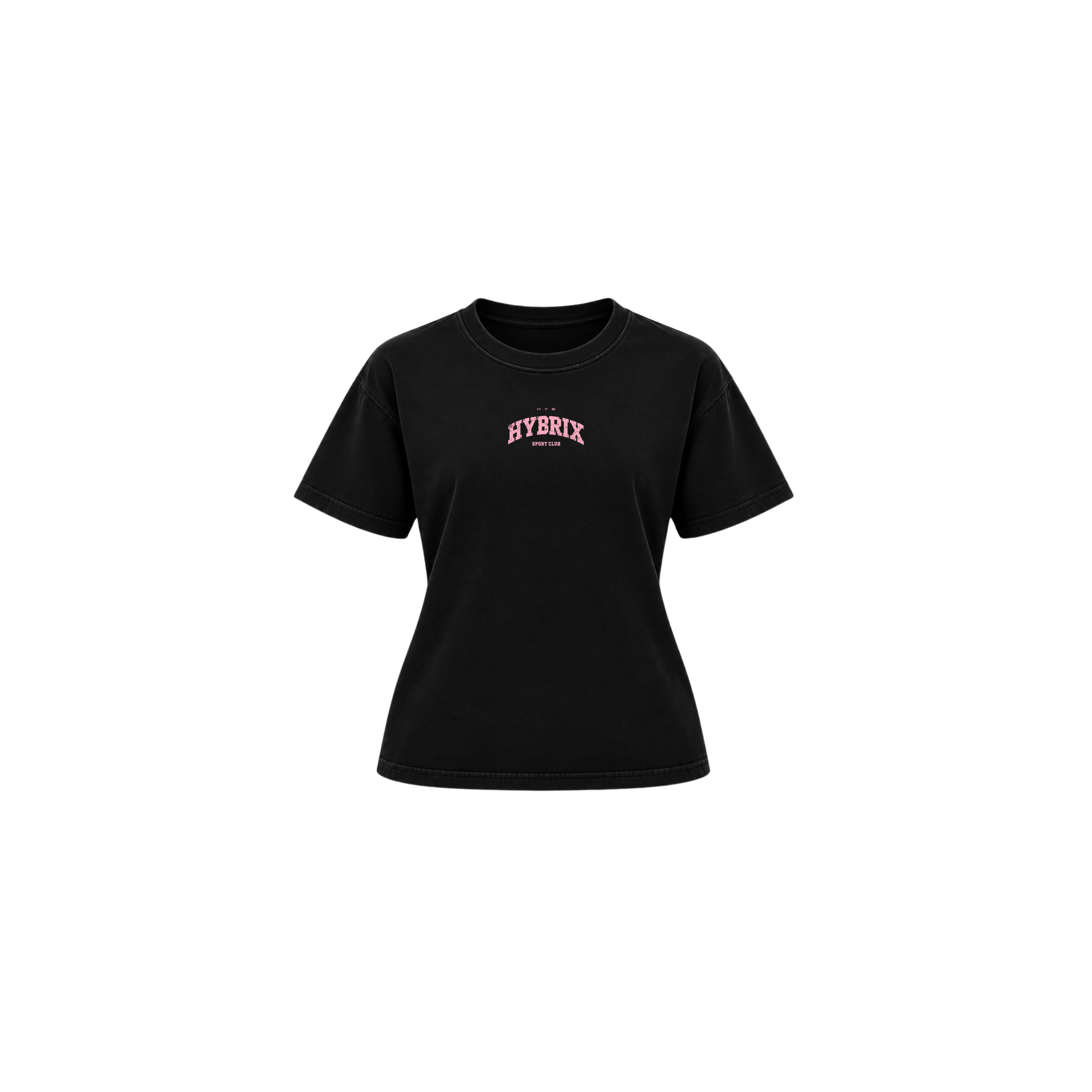 HYBRIX SPORT CLUB WOMEN’S T-SHIRT – BLACK / PINK