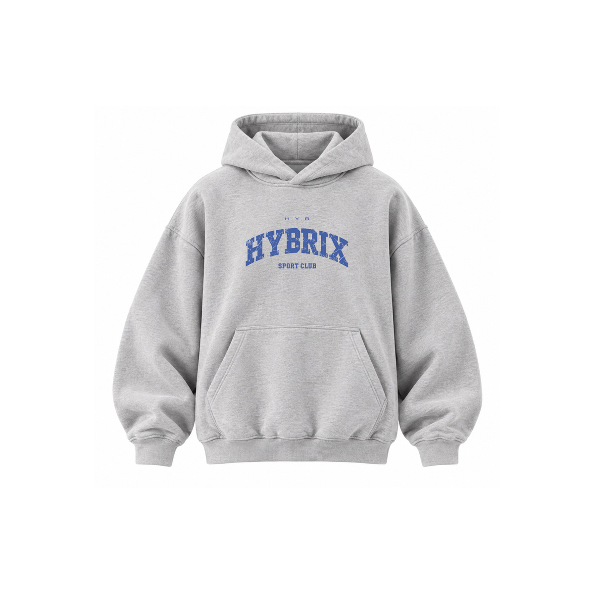HYBRIX SPORT CLUB Heavyweight Hoodie – Grey / Blue
