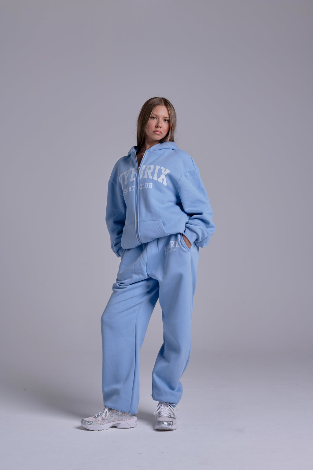 HYBRIX SPORT CLUB ZIP HOODIE - BABY BLUE