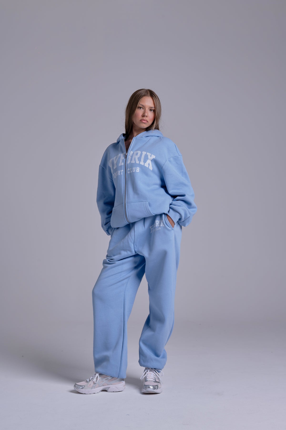 HYBRIX SPORT CLUB ZIP HOODIE - BABY BLUE
