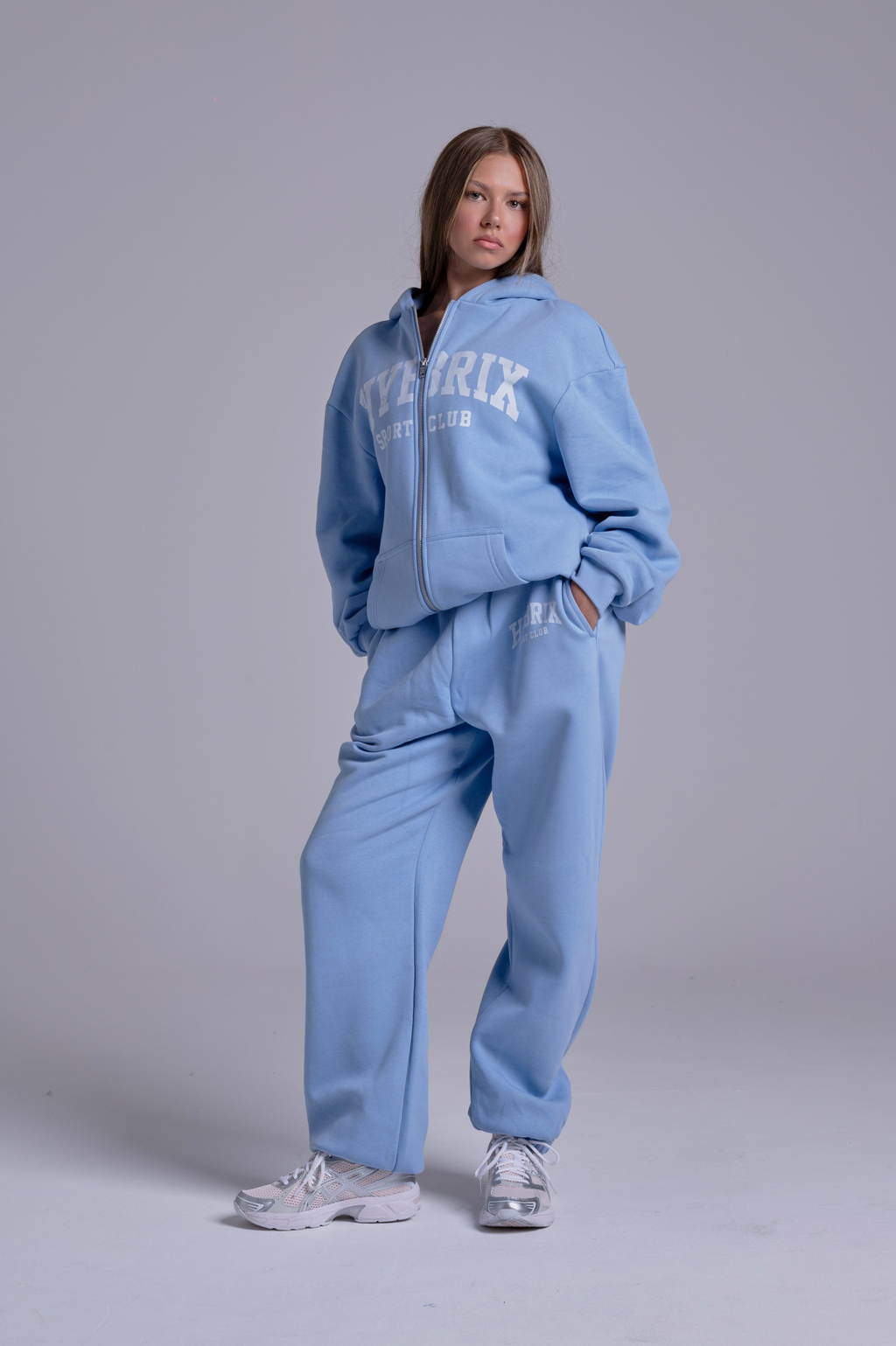 HYBRIX SPORT CLUB ZIP HOODIE - BABY BLUE