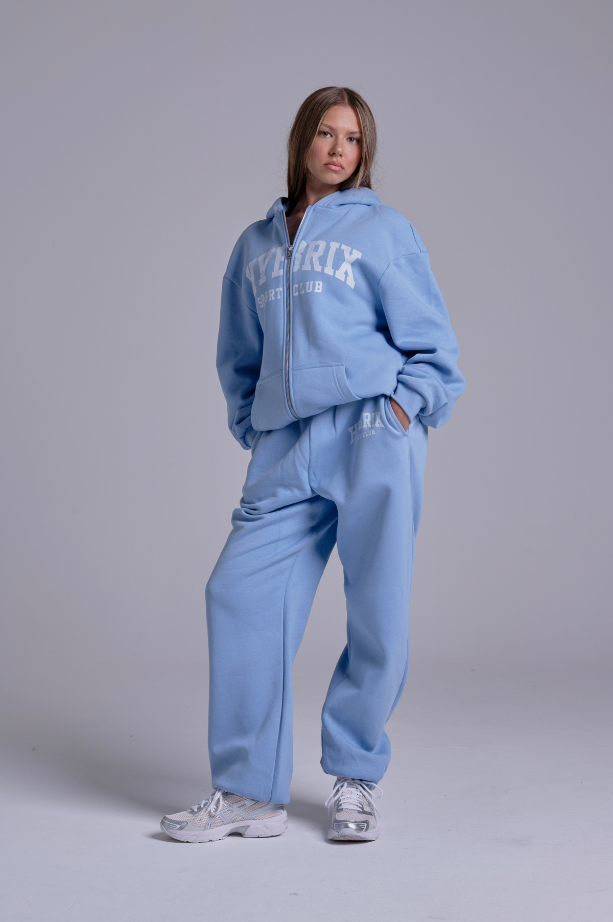 HYBRIX SPORT CLUB ZIP HOODIE - BABY BLUE