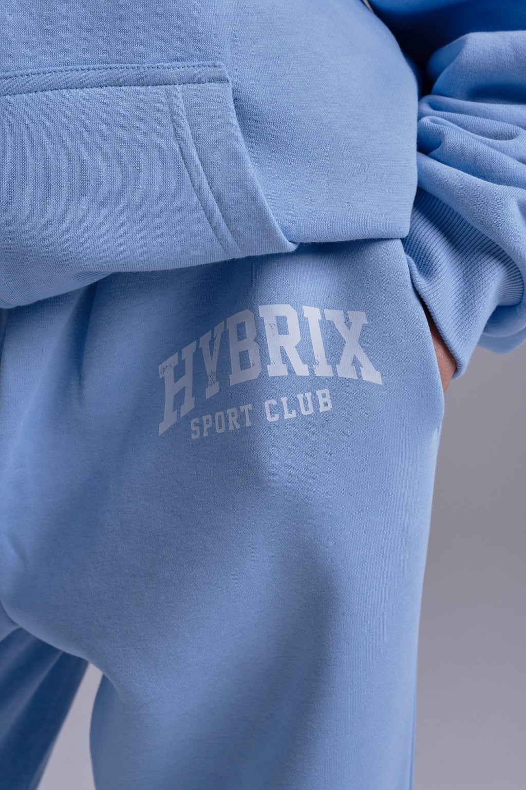 HYBRIX SPORT CLUB ZIP HOODIE - BABY BLUE
