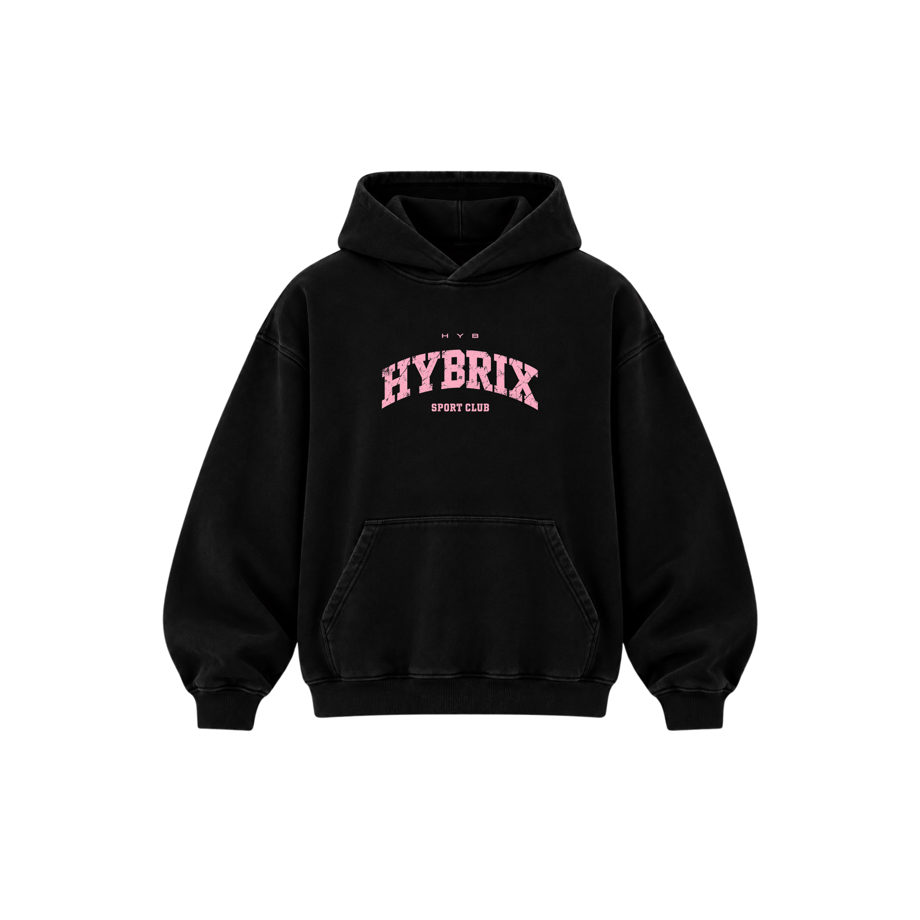 HYBRIX SPORT CLUB Heavyweight Hoodie – Black / Pink