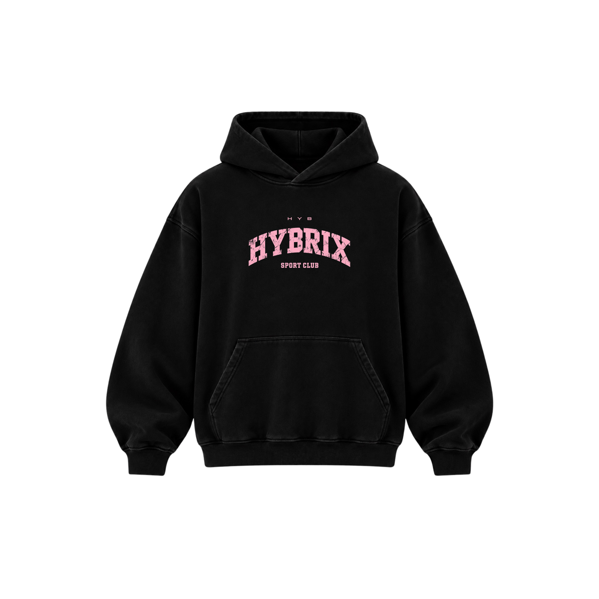 HYBRIX SPORT CLUB Heavyweight Hoodie – Black / Pink