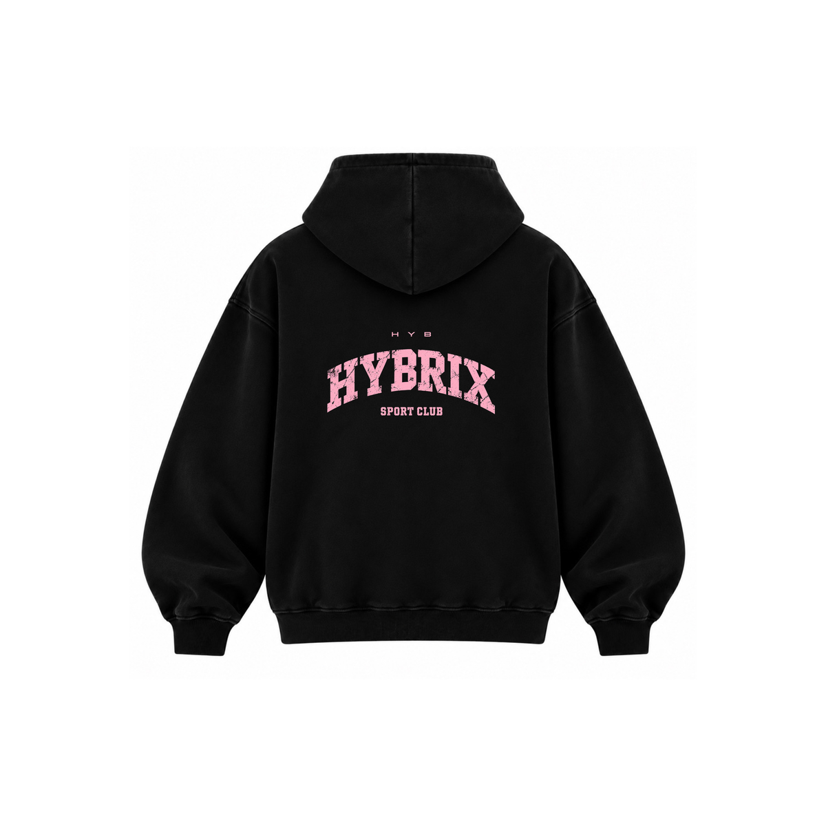 HYBRIX SPORT CLUB Heavyweight Hoodie – Black / Pink