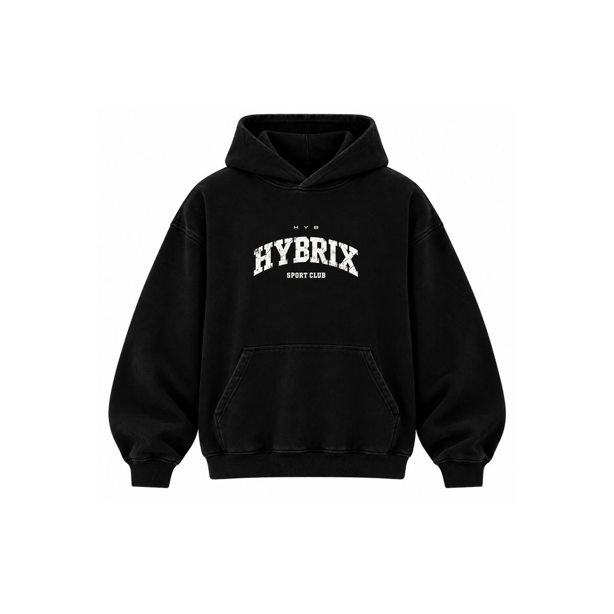 HYBRIX SPORT CLUB Heavyweight Hoodie – Black/White