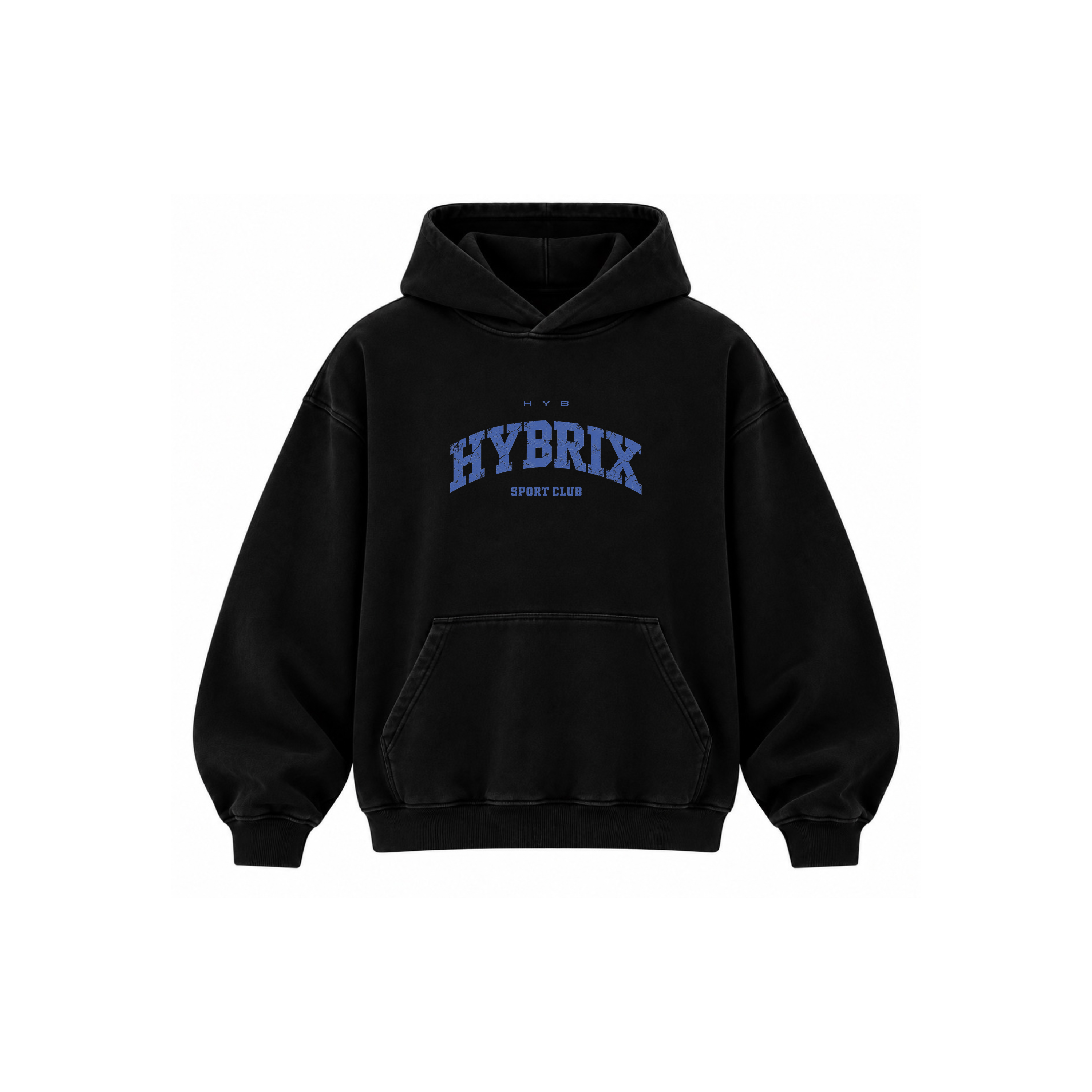 HYBRIX SPORT CLUB Heavyweight Hoodie – Black / Blue