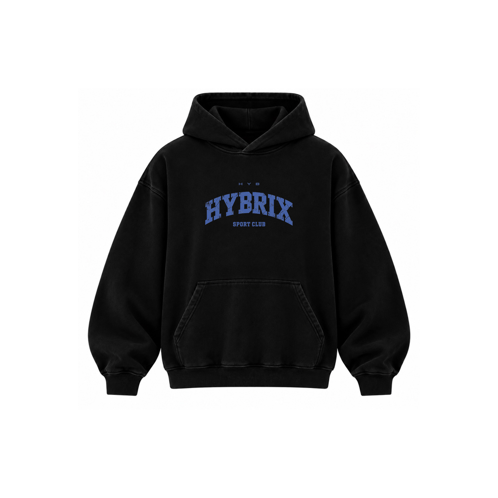 HYBRIX SPORT CLUB Heavyweight Hoodie – Black / Blue