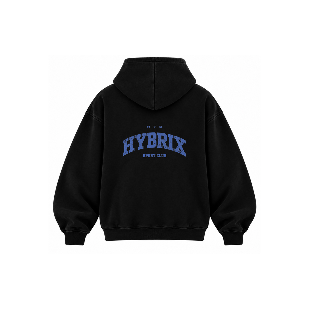 HYBRIX SPORT CLUB Heavyweight Hoodie – Black / Blue