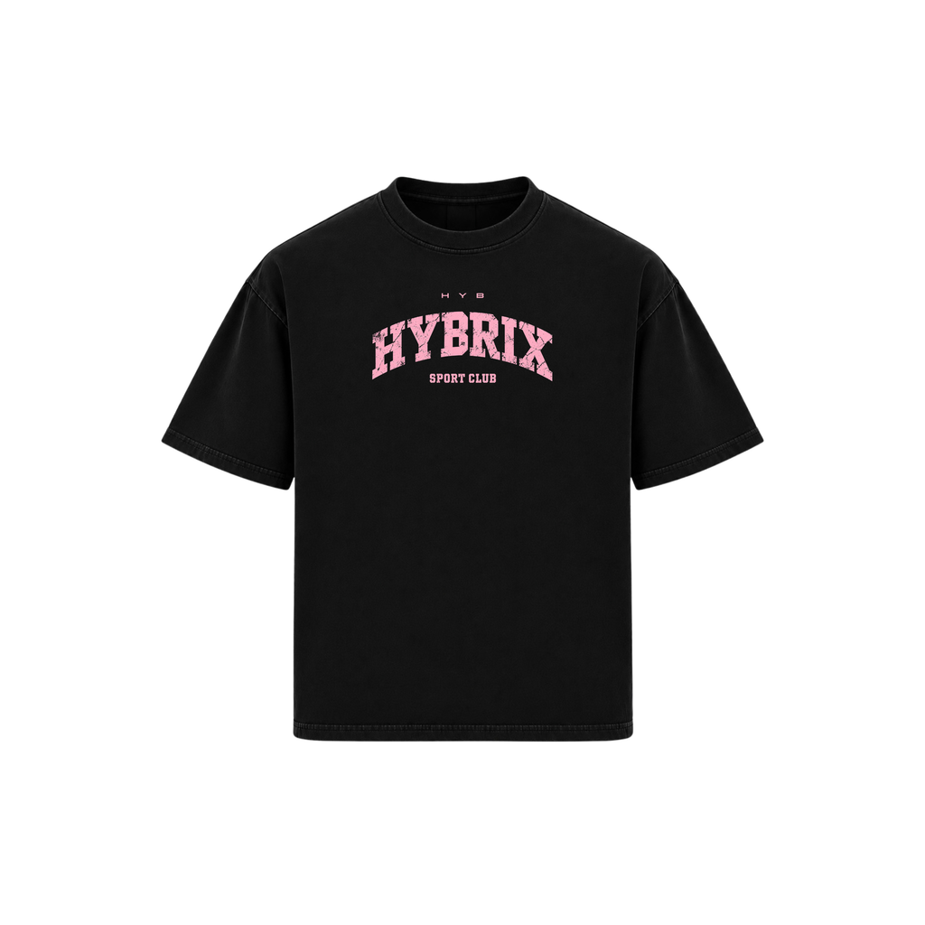 HYBRIX SPORT CLUB Oversized T-Shirt — Black/Pink
