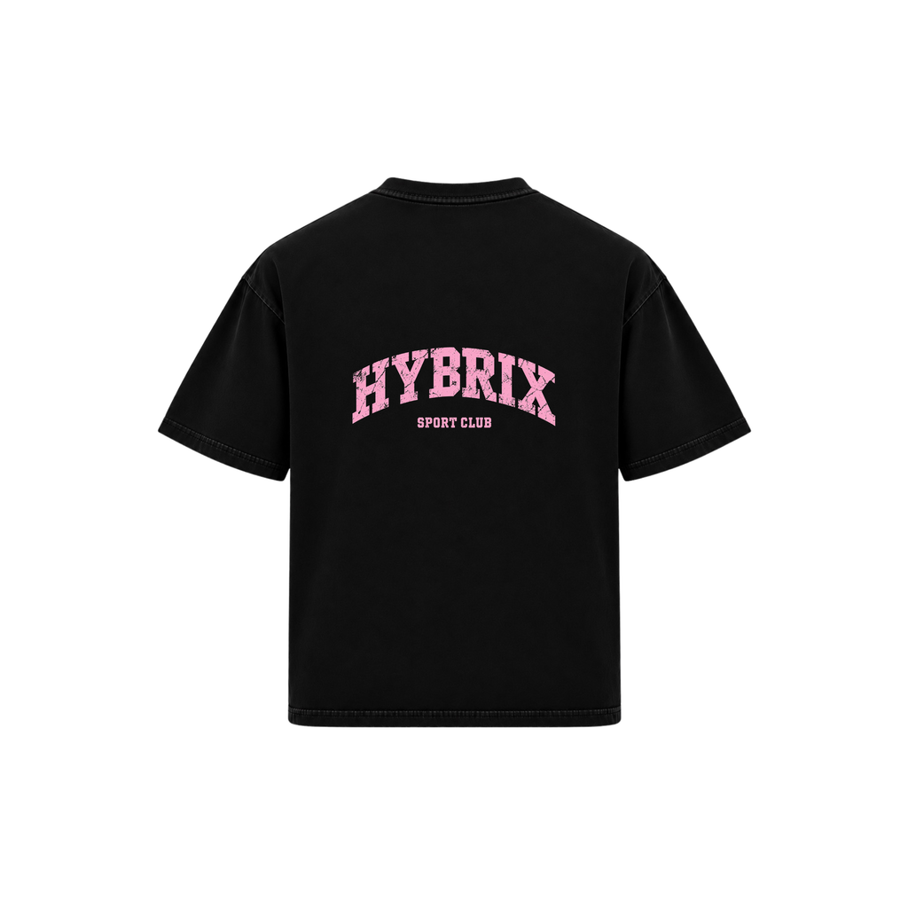 HYBRIX SPORT CLUB Oversized T-Shirt — Black/Pink